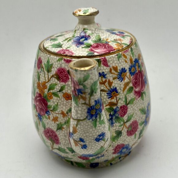 Vintage Royal Winton Teapot England Grimwades Old Cottage Chintz Pre 1960 1 Cup - Picture 2 of 16